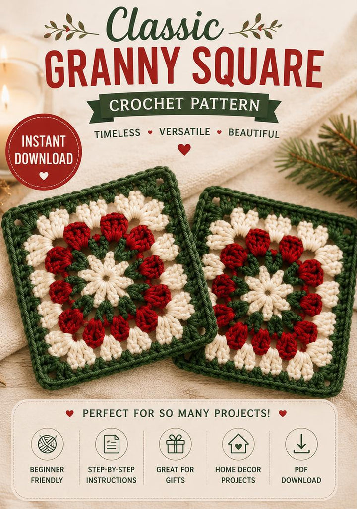 Festive Christmas Granny Square Crochet Pattern