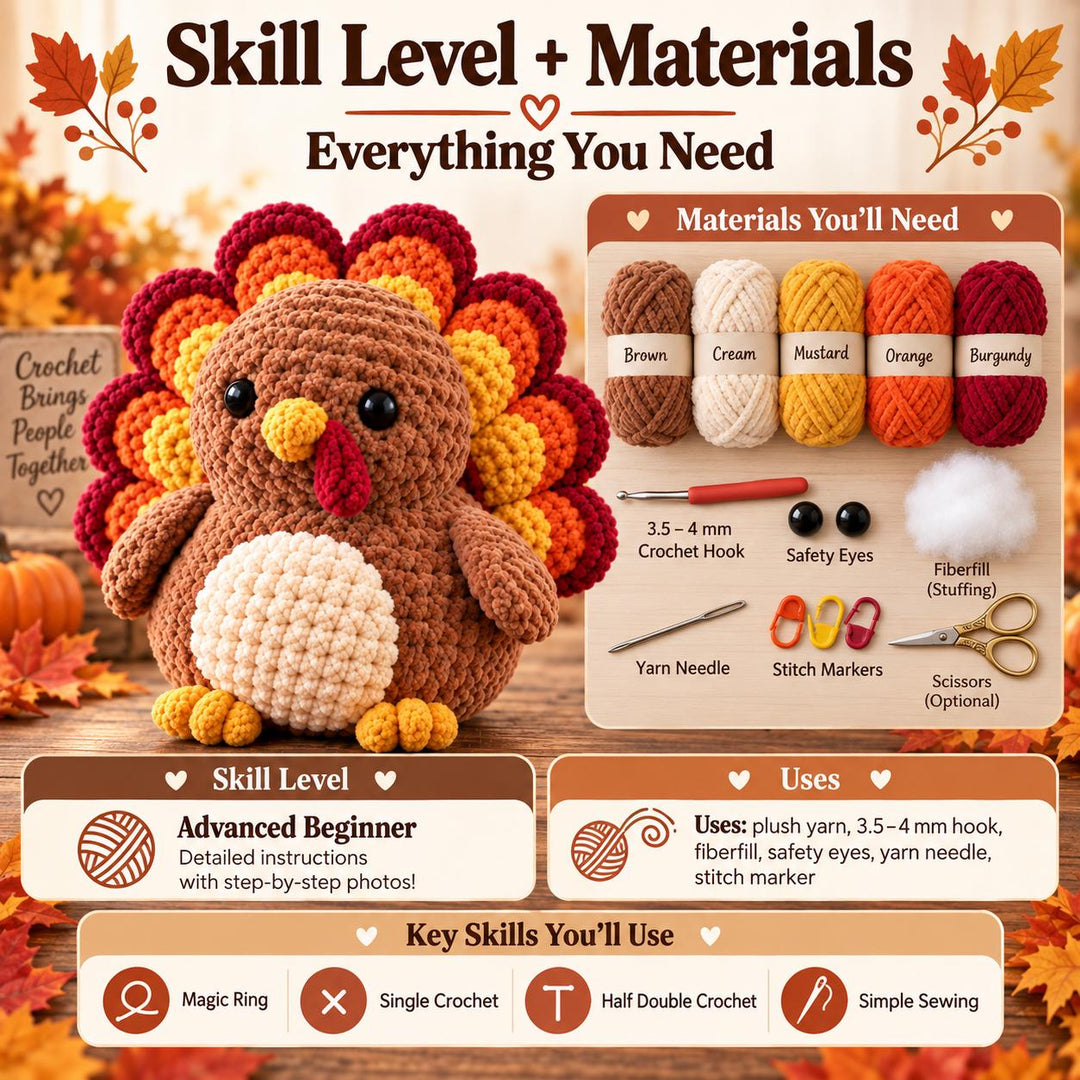 Thanksgiving Turkey Amigurumi Crochet Pattern