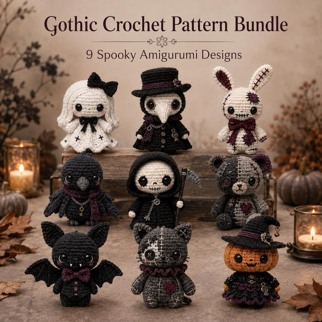 9 in 1 Gothic Voodoo Amigurumi Crochet Pattern