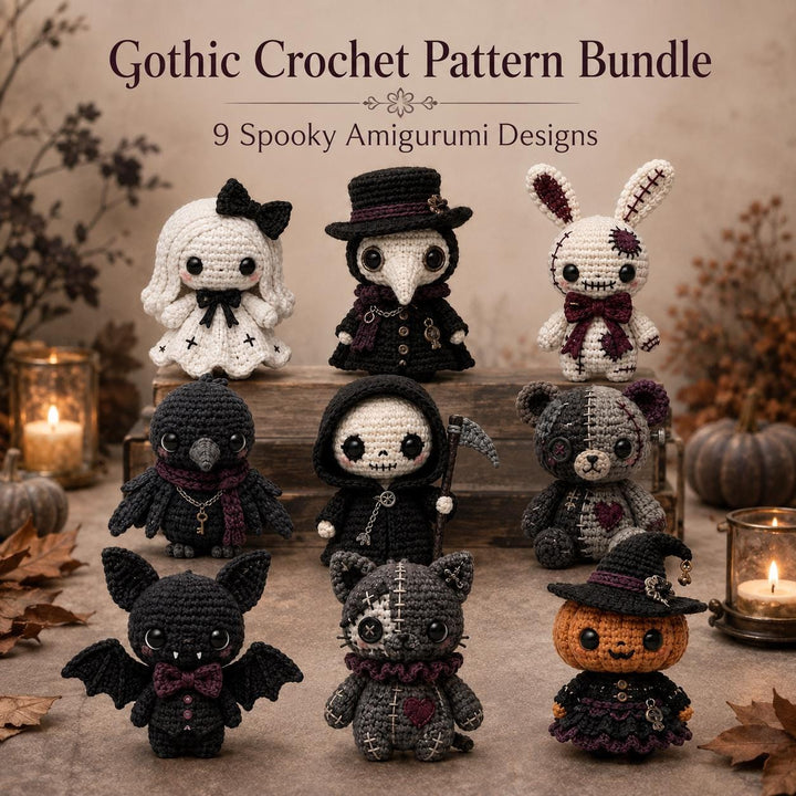 9 in 1 Gothic Voodoo Amigurumi Crochet Pattern
