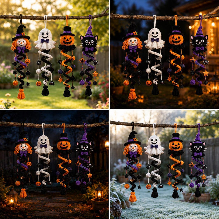 4 in 1 Halloween Spiral Ornament Crochet Pattern