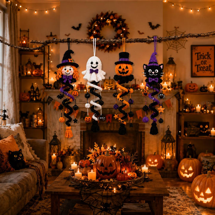 4 in 1 Halloween Spiral Ornament Crochet Pattern