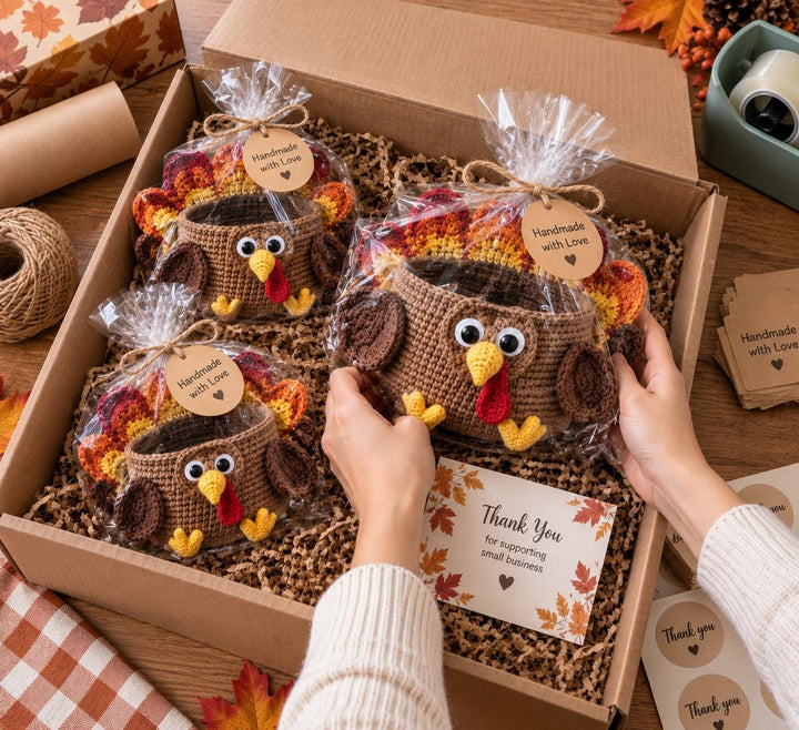 3 In 1 Thanksgiving Turkey Basket Crochet Pattern