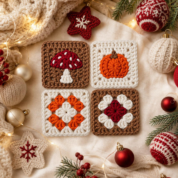 4 in 1 Pumpkin Granny Square Crochet Pattern
