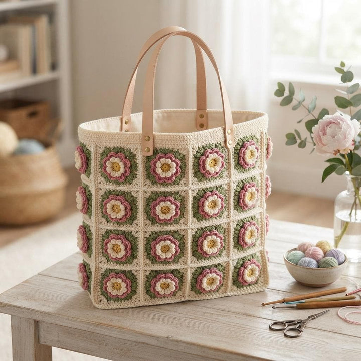3D Floral Petals Granny Square Crochet Pattern