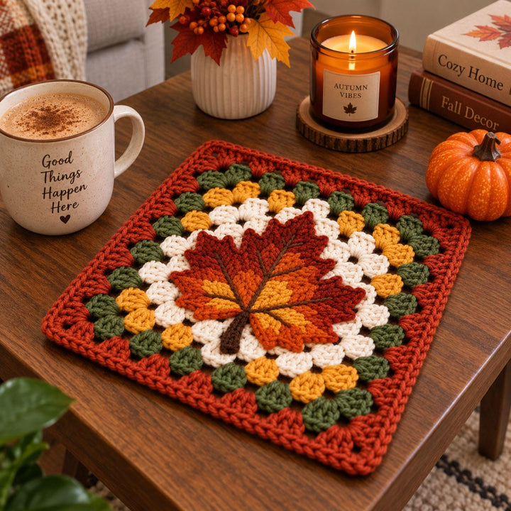 Maple Leaf Fall Granny Square Crochet Pattern