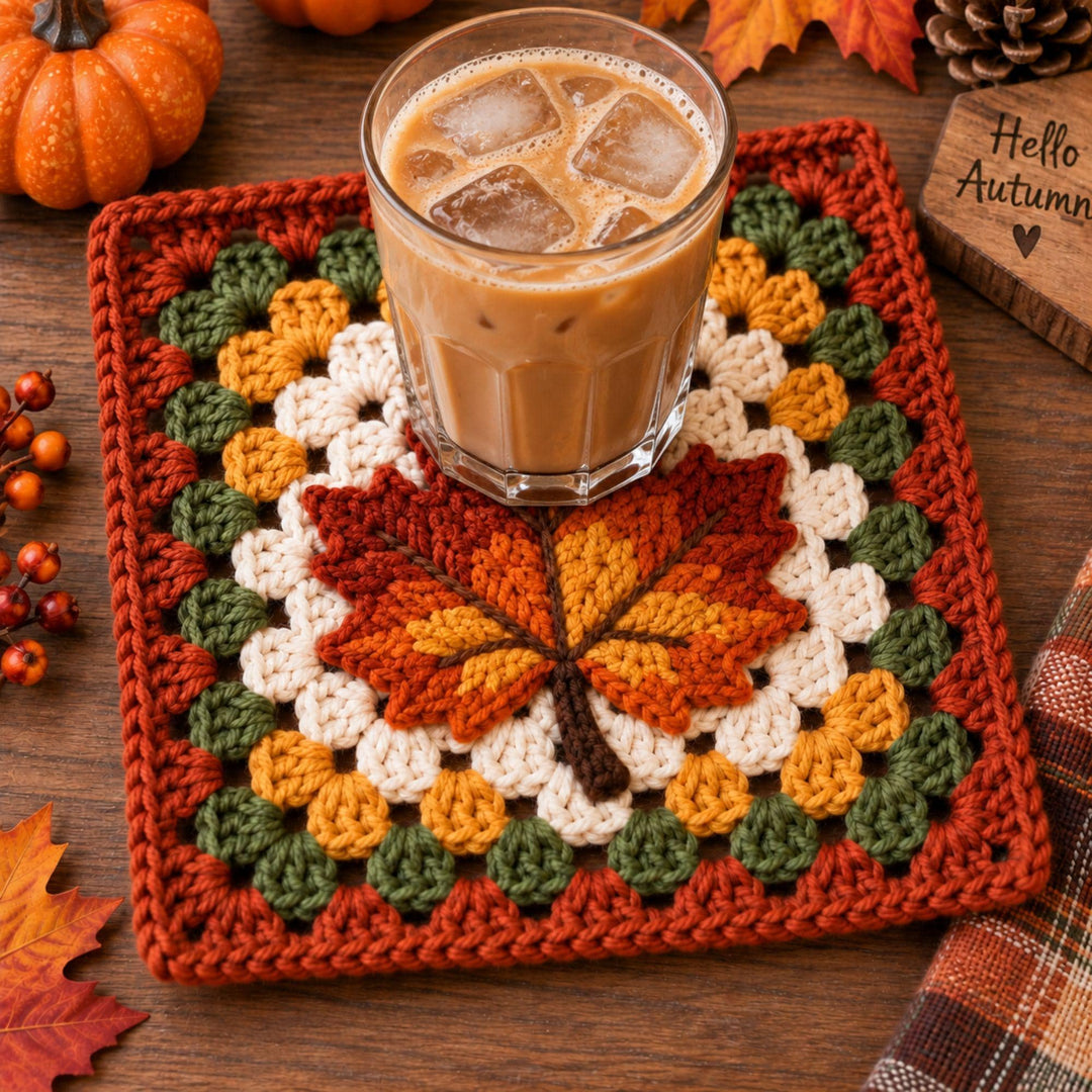 Maple Leaf Fall Granny Square Crochet Pattern