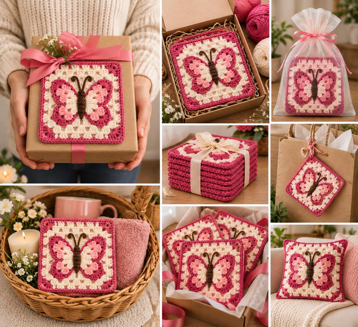 3D Butterfly Floral Granny Square Crochet Pattern