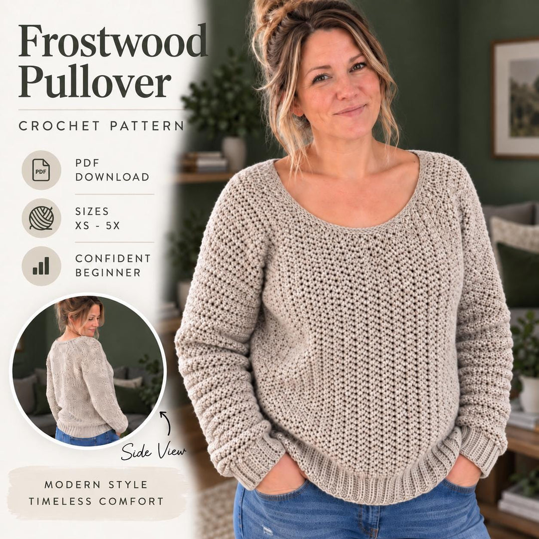 Frostwood Herringbone Pullover Crochet Pattern