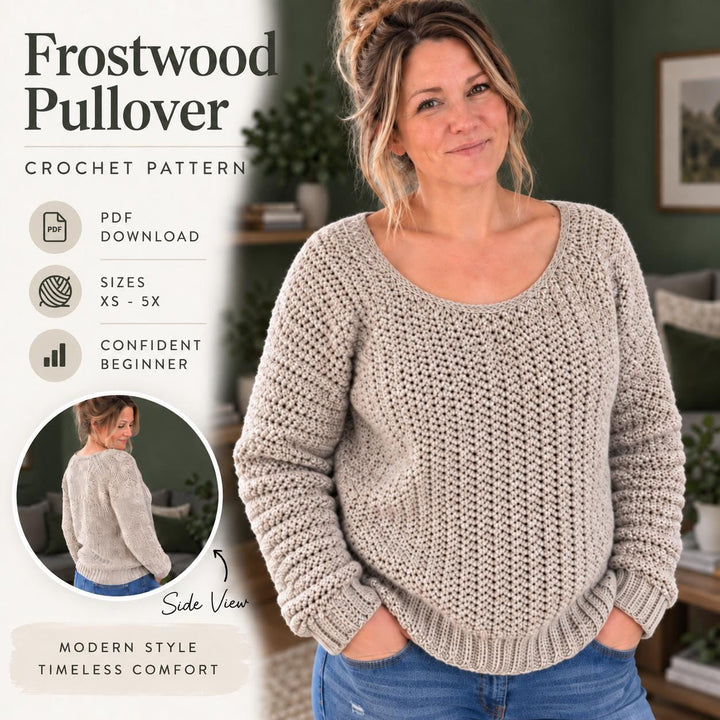 Frostwood Herringbone Pullover Crochet Pattern