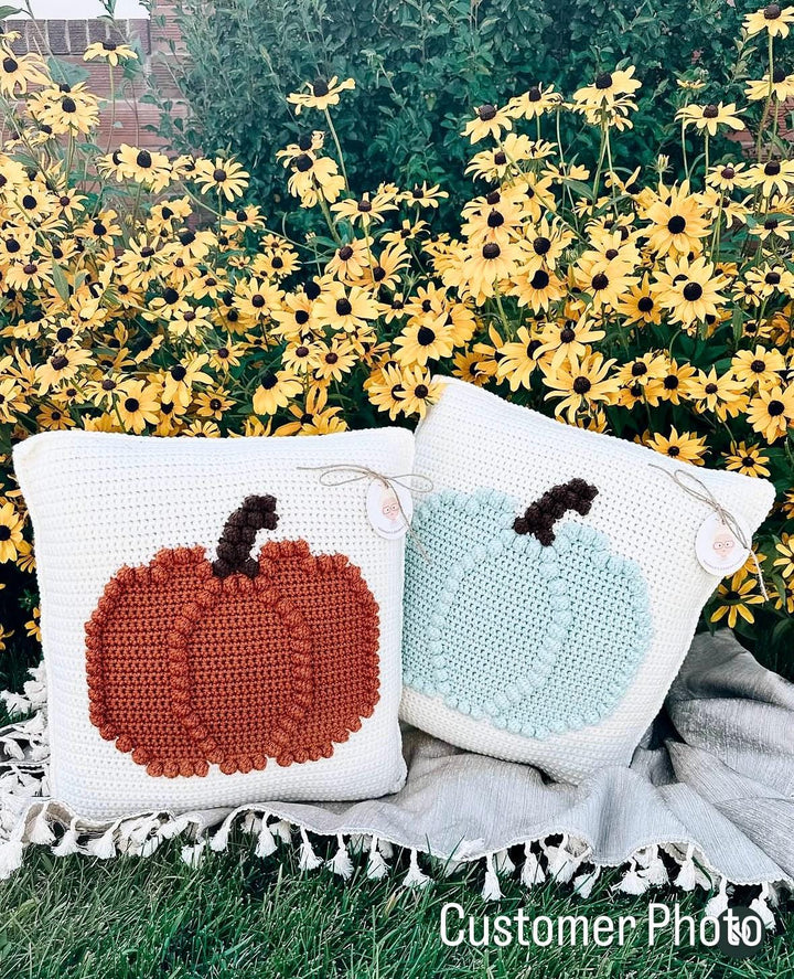 Bobble Pumpkin Pillow Crochet Pattern