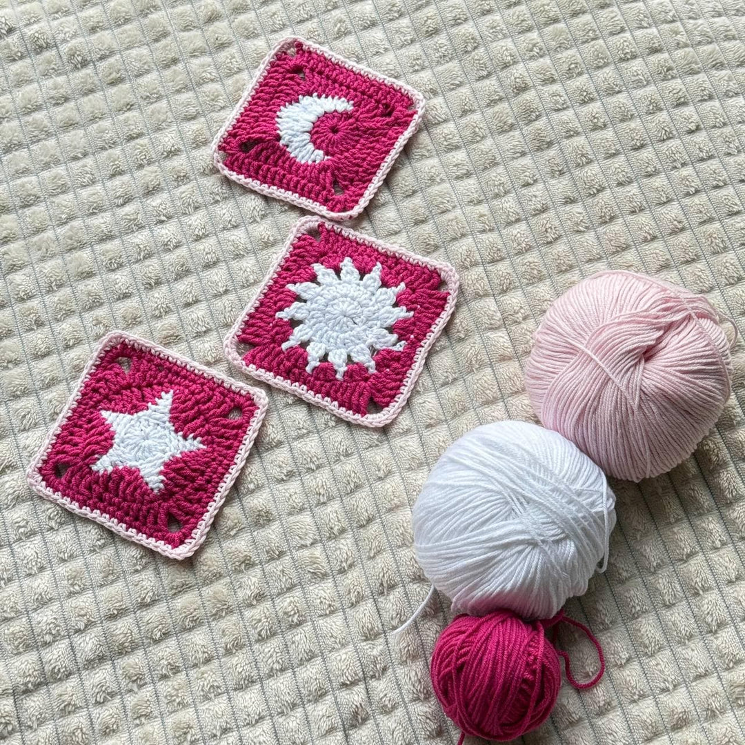 3 in 1 Sun Moon Star Granny Square Crochet Pattern