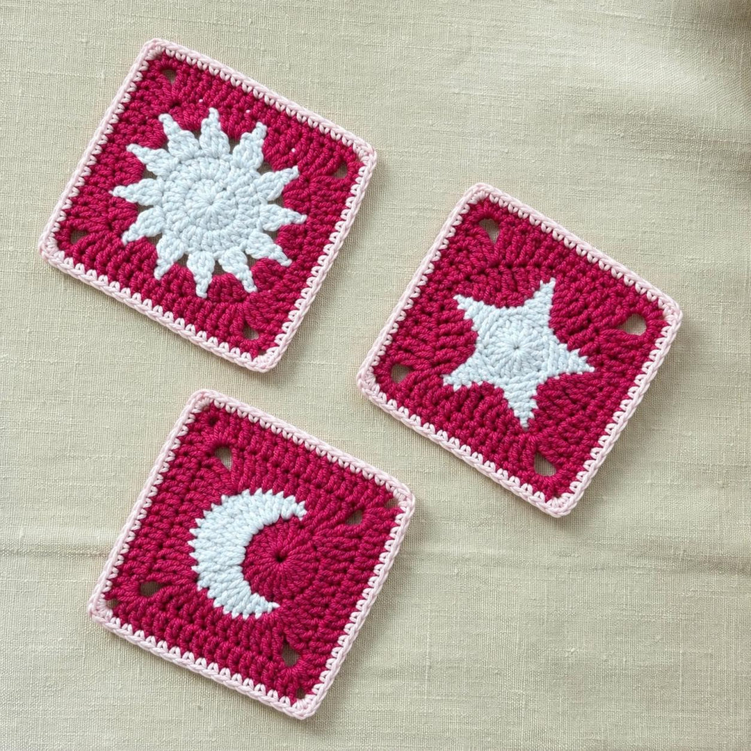 3 in 1 Sun Moon Star Granny Square Crochet Pattern