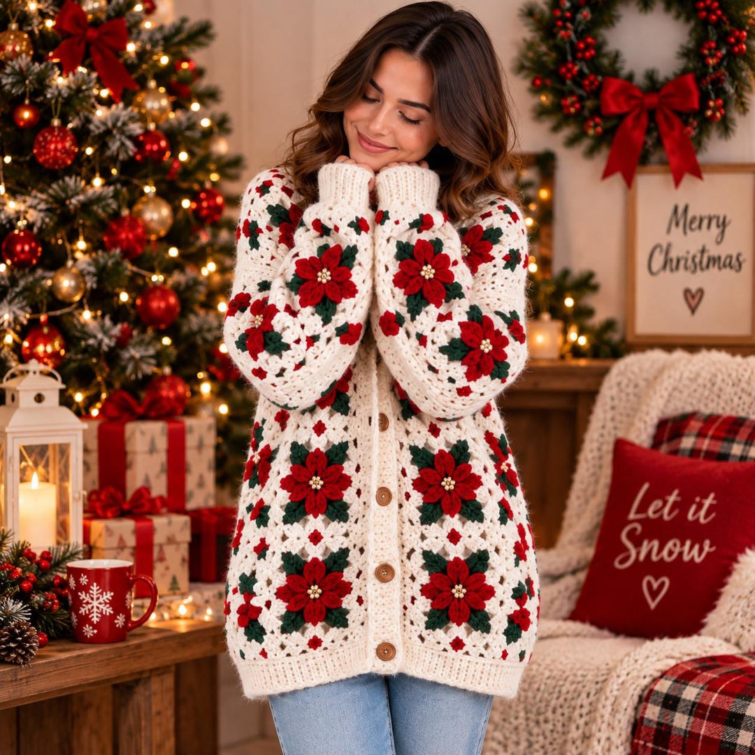 Christmas Granny Square Cardigan Crochet Pattern