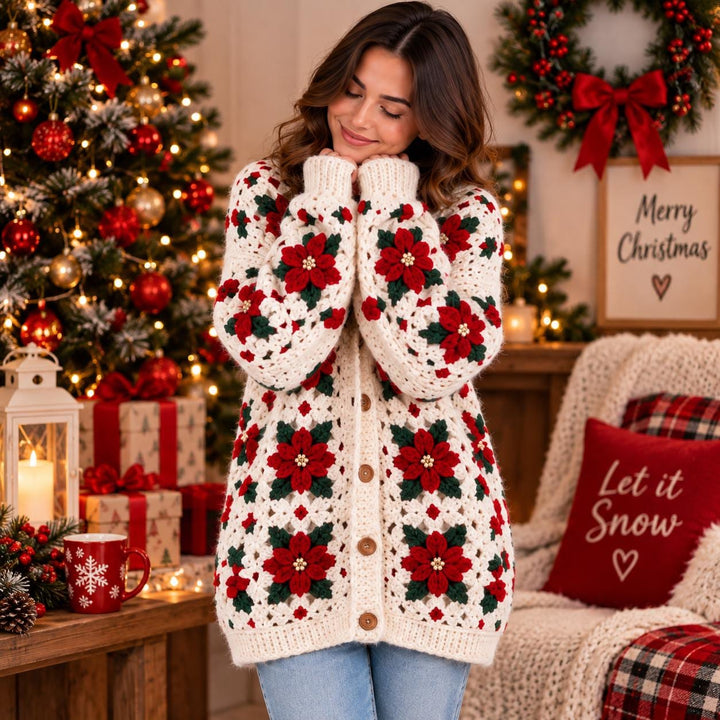 Christmas Granny Square Cardigan Crochet Pattern