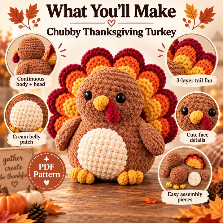 Thanksgiving Turkey Amigurumi Crochet Pattern