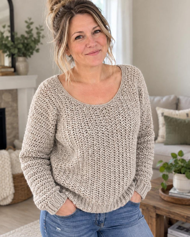 Frostwood Herringbone Pullover Crochet Pattern