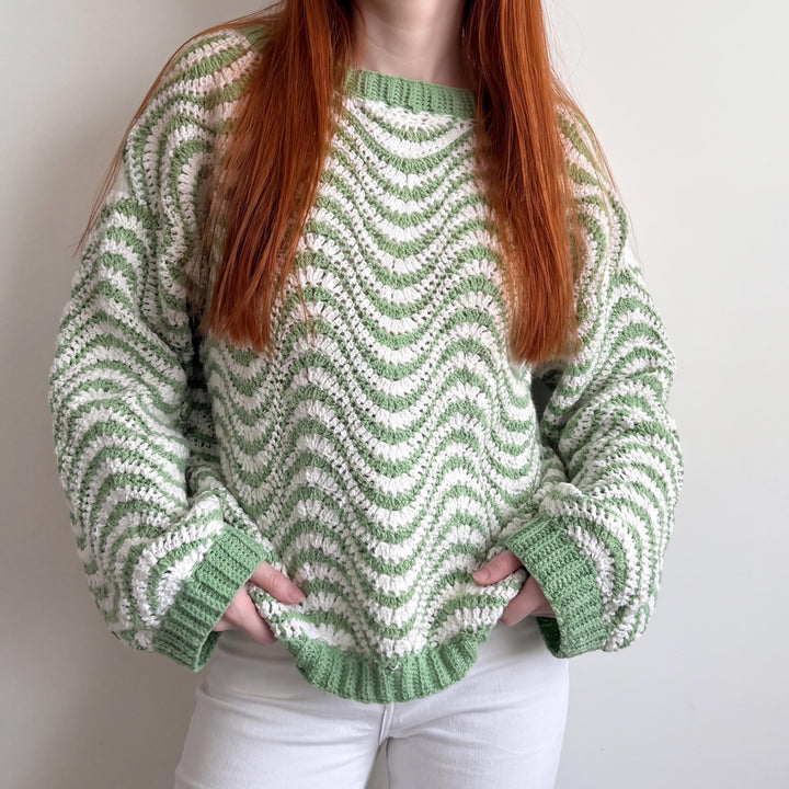 Oversized Wavy Striped Sweater Crochet Pattern