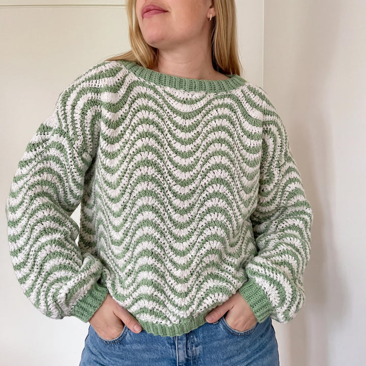 Oversized Wavy Striped Sweater Crochet Pattern