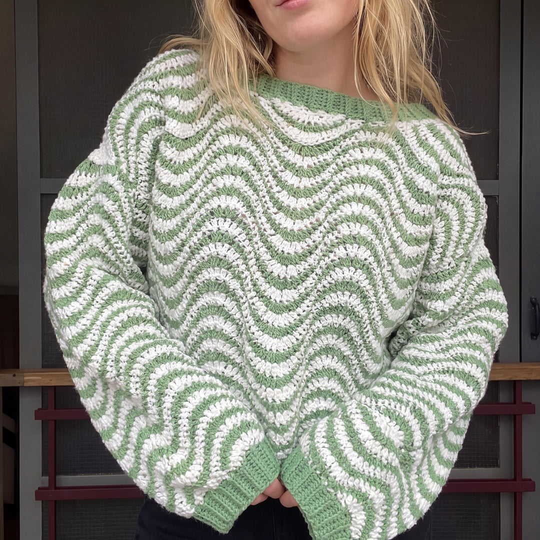 Oversized Wavy Striped Sweater Crochet Pattern