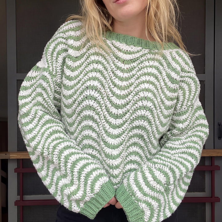 Oversized Wavy Striped Sweater Crochet Pattern