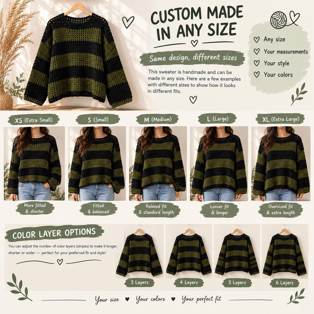 Oversized Striped Mesh Sweater Crochet Pattern