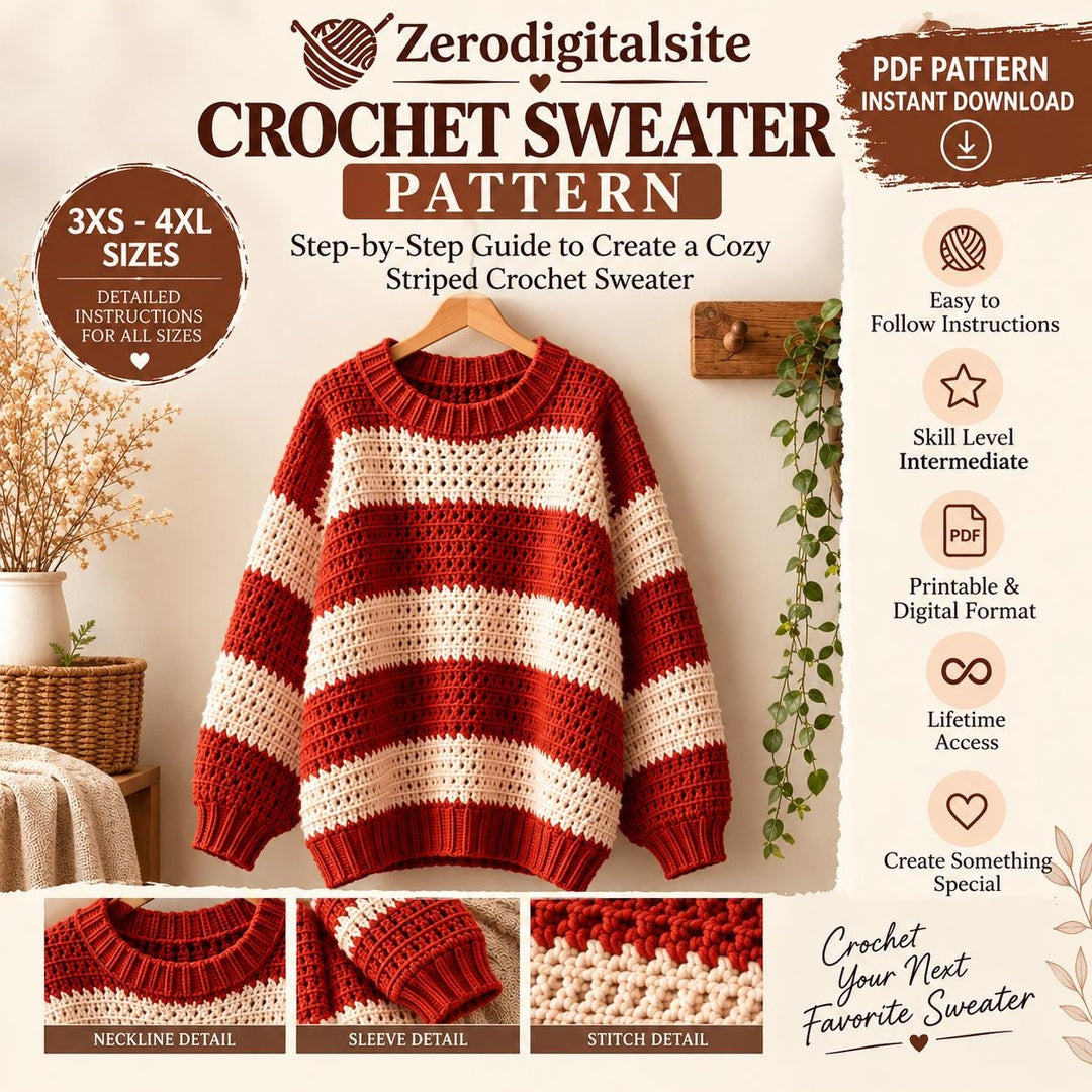 Cozy Striped Oversized Sweater Crochet Pattern