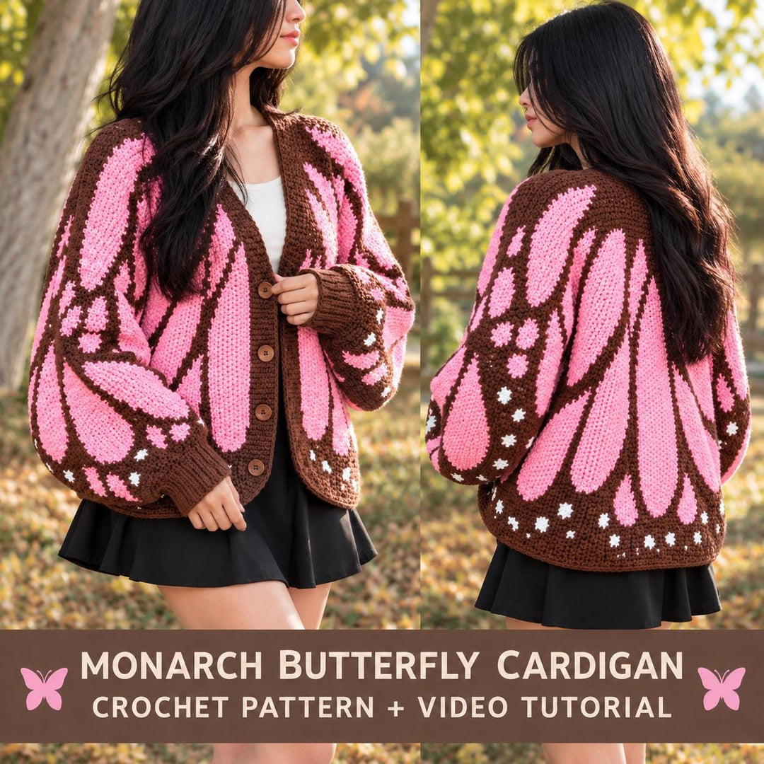 Monarch Butterfly Crochet Pattern, Winged Sweater Cardigan