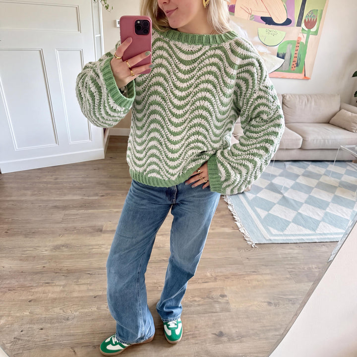 Oversized Wavy Striped Sweater Crochet Pattern