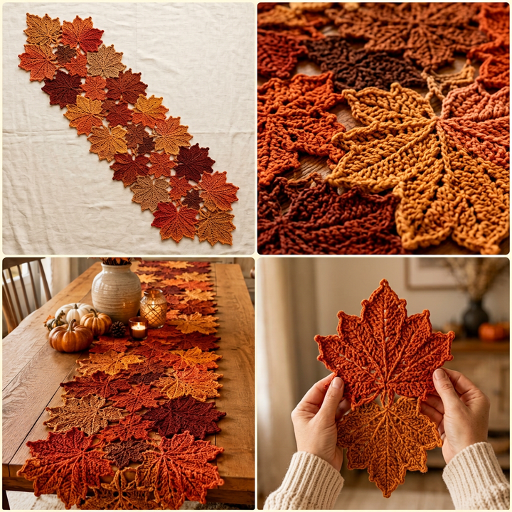 Autumn Maple Leaf Table Runner Crochet Pattern