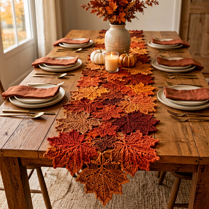 Autumn Maple Leaf Table Runner Crochet Pattern