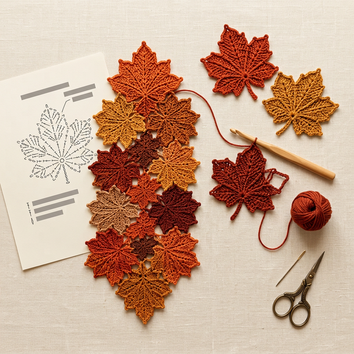 Autumn Maple Leaf Table Runner Crochet Pattern