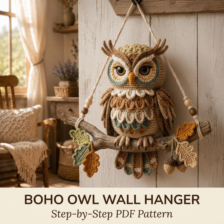Boho Owl Wall Hanger Crochet Pattern