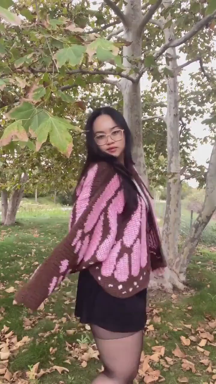 Monarch Butterfly Crochet Pattern, Winged Sweater Cardigan