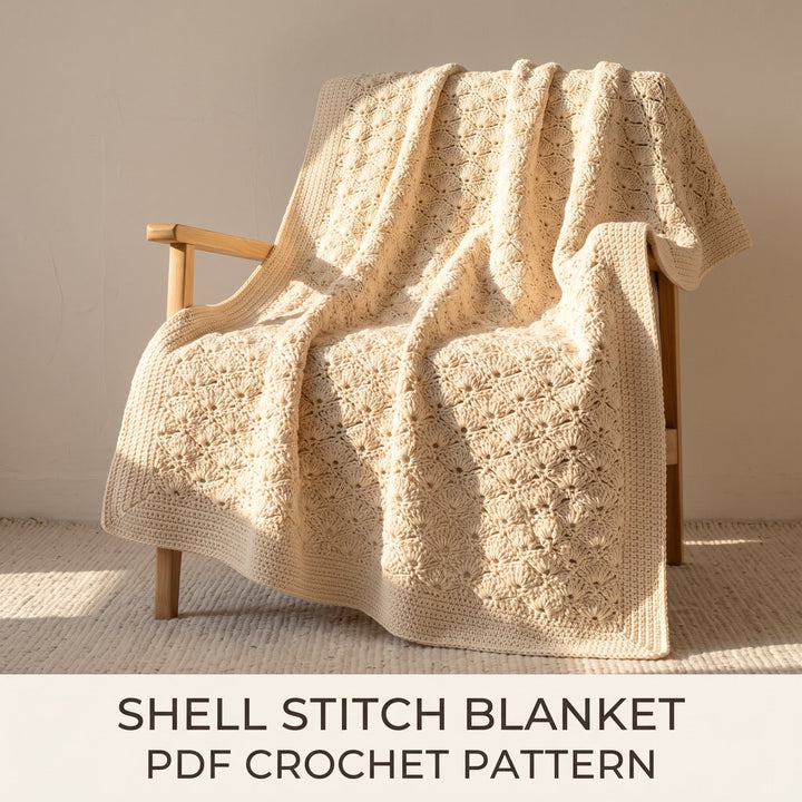 Easy Textured Shell Stitch Blanket Crochet Pattern