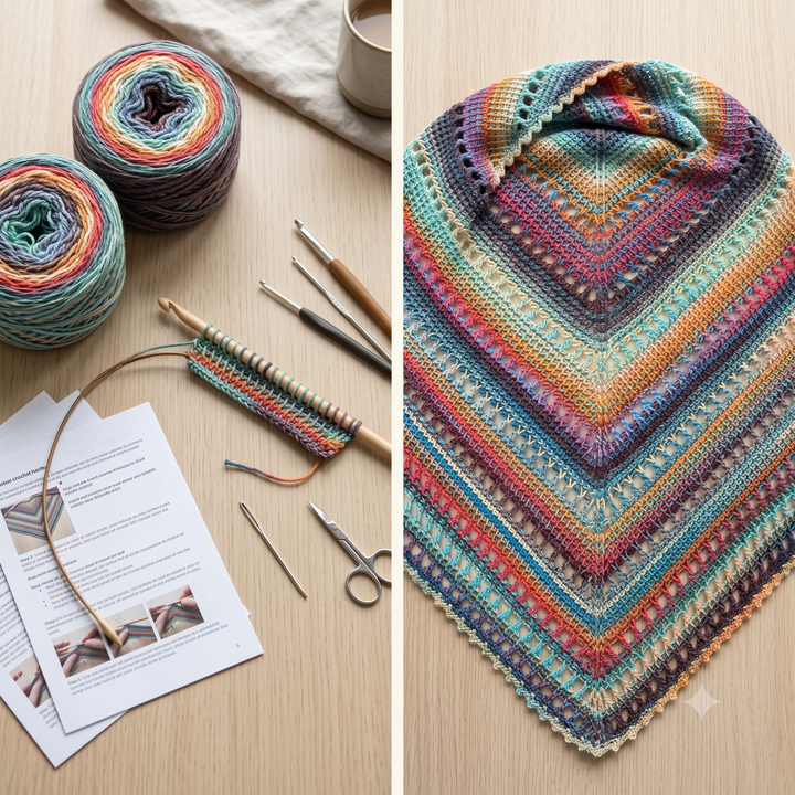 Crochet Shawl Pattern PDF, Boho Triangle Scarf Pattern, Lacy Wrap Crochet Pattern, Intermediate Crochet Instant Download
