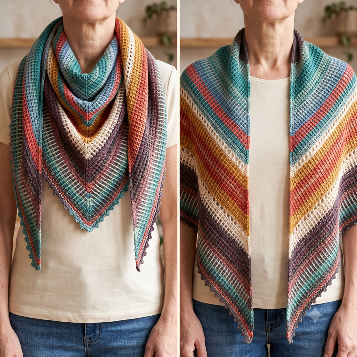 Crochet Shawl Pattern PDF, Boho Triangle Scarf Pattern, Lacy Wrap Crochet Pattern, Intermediate Crochet Instant Download