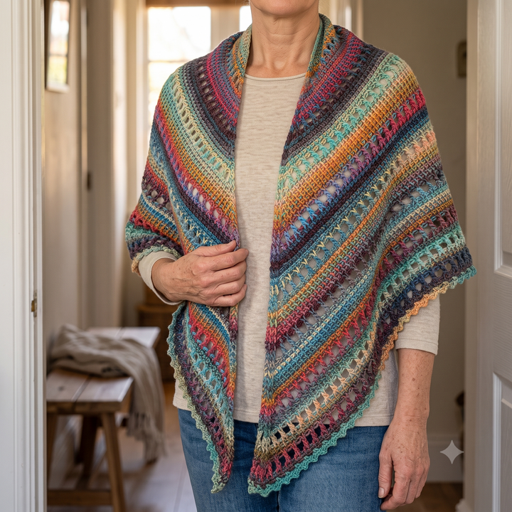 Crochet Shawl Pattern PDF, Boho Triangle Scarf Pattern, Lacy Wrap Crochet Pattern, Intermediate Crochet Instant Download